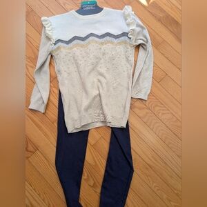 Cream and Navy Sweater with Leggings